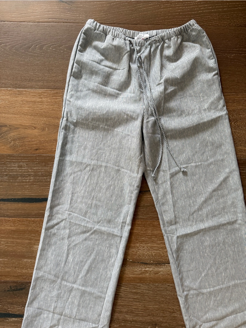 Striped Drawstring linen  Pants - Neutral Stripes